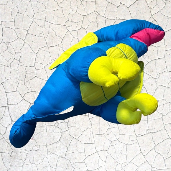 Fisher-Price 1992‎ Puffalump Turtle Plush Blue Yellow Sea Turtle w/ Squeaker - Picture 8 of 9